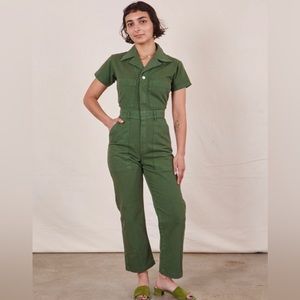 Big Bud Press Short Sleeve Jumpsuit in Dark Emerald Green, Size Petite XS